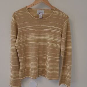 Christopher & Banks Women's Beige Striped Sweater Size M